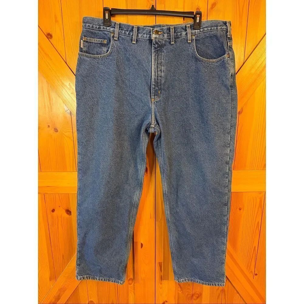 Vintage Carhartt Fleece Lined Straight Leg Medium Wash Jeans Size 44x30 (6784)
